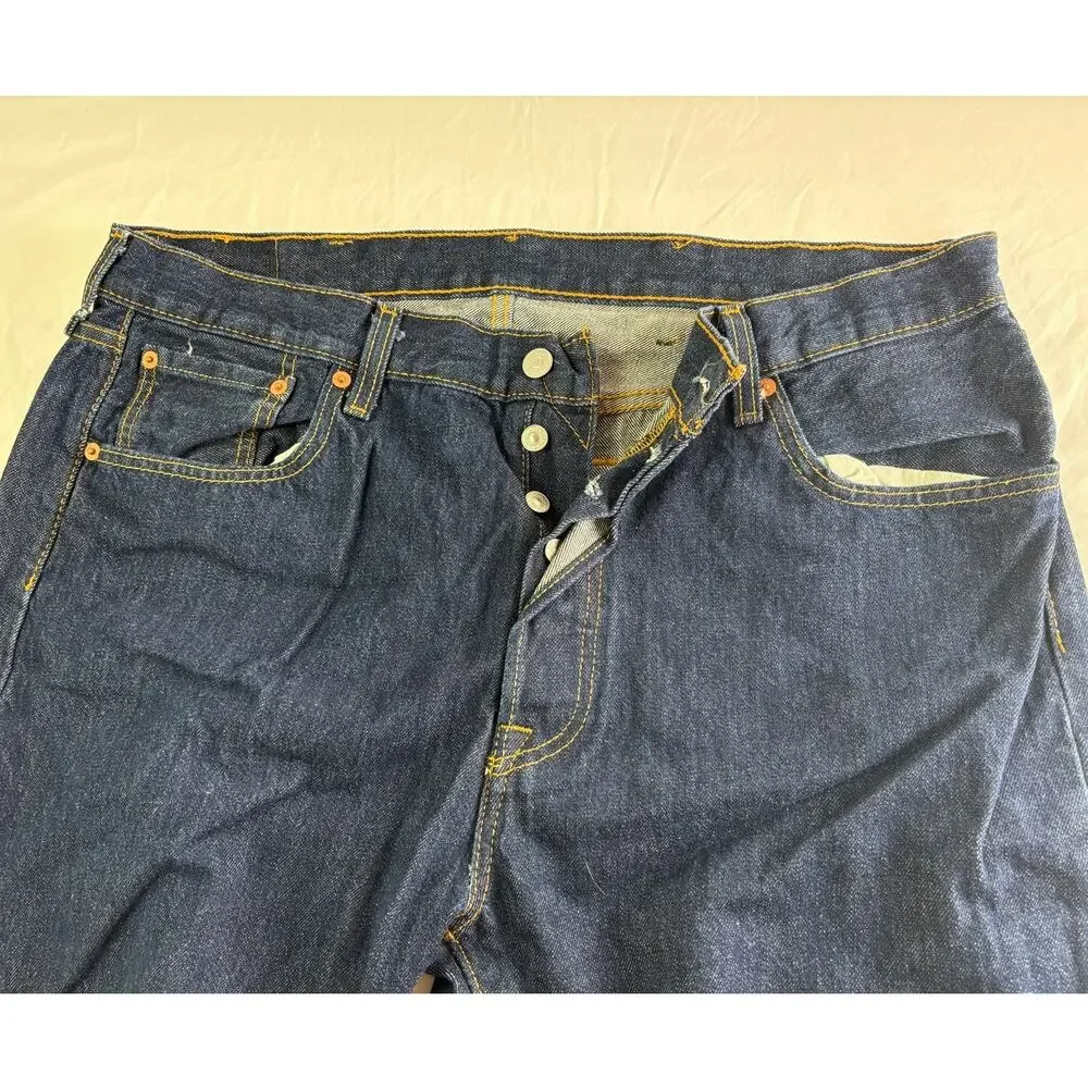 Levi's Waterless men's dark wash blue jeans 501 button fly 5 pocket 38x30